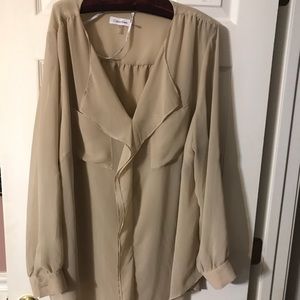 Tan Long Sleeve Blouse